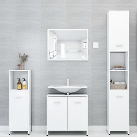 vidaXL Set Mobili da Bagno 4 pz Bianco in Legno Multistrato