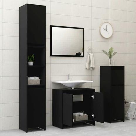 Set Mobili da Bagno 3 pz Bianco in Truciolato