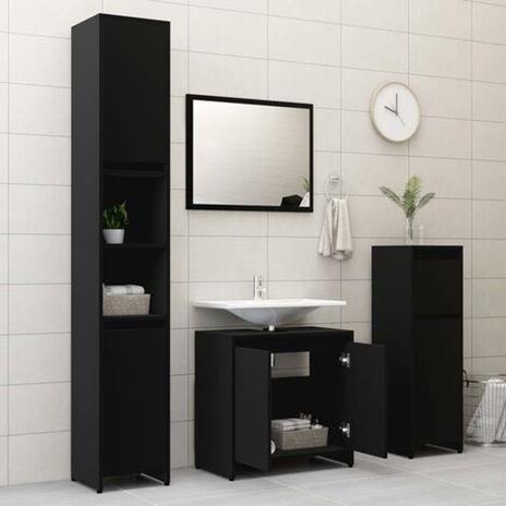 vidaXL Set Mobili da Bagno 3 pz Nero in Truciolato - vidaXL - Idee regalo