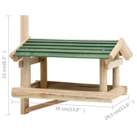 vidaXL Mangiatoia per Uccelli in Legno Massello 35x29,5x21cm - 4