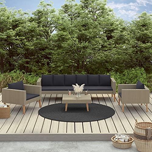 Set Divani da Giardino 2 pz con Cuscini in Polyrattan Beige