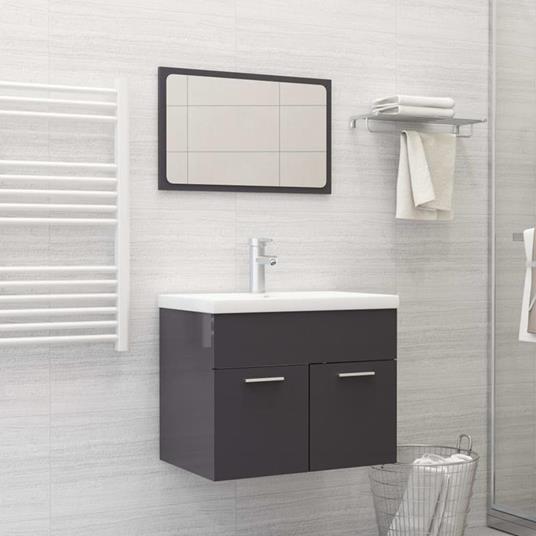 vidaXL Set Mobili da Bagno 2 pz Grigio Lucido in Truciolato - vidaXL - Idee  regalo