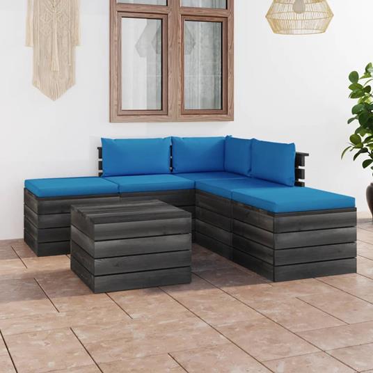 vidaXL Set Divani da Giardino su Pallet 6 pz con Cuscini Massello Pino -  vidaXL - Idee regalo