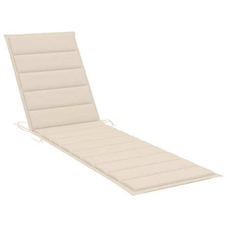 vidaXL Sdraio 2 pz con Tavolo e Cuscino Crema Legno Massello di Teak - 16