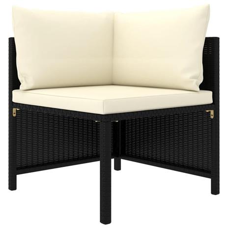 vidaXL Set Divani da Giardino 6 pz con Cuscini in Polyrattan Nero - 6