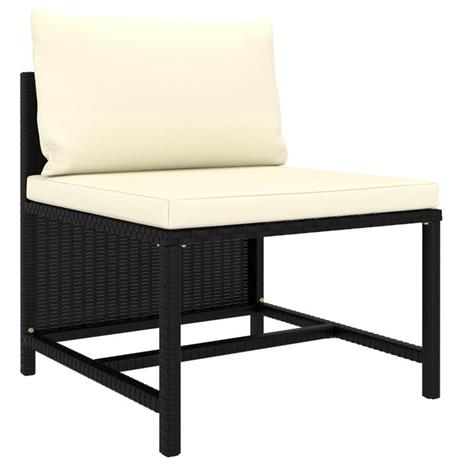 vidaXL Set Divani da Giardino 6 pz con Cuscini in Polyrattan Nero - 7