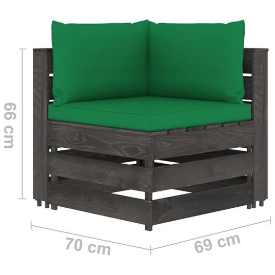 vidaXL Divano da Giardino a 2 Posti con Cuscini Legno Impregnato Grigio -  vidaXL - Idee regalo | IBS