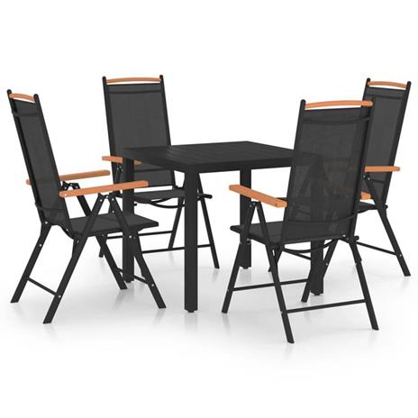 vidaXL Set Mobili da Pranzo per Giardino 5 pz in Alluminio Nero