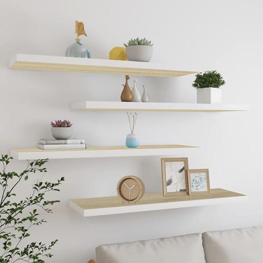 vidaXL Scaffali a Parete 4 pz Rovere e Bianco 120x23,5x3,8 cm in MDF -  vidaXL - Idee regalo