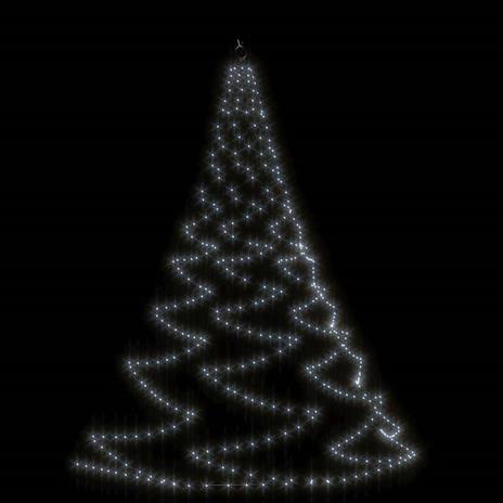 vidaXL Albero da Parete con Gancio Metallico 260 LED Bianco Freddo 3 m - 2