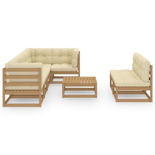 vidaXL Set Divani da Giardino 8 pz con Cuscini Legno Massello di Pino - 5