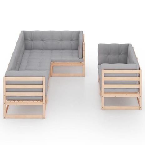 vidaXL Set Divani da Giardino 7 pz con Cuscini Legno Massello di Pino - 3