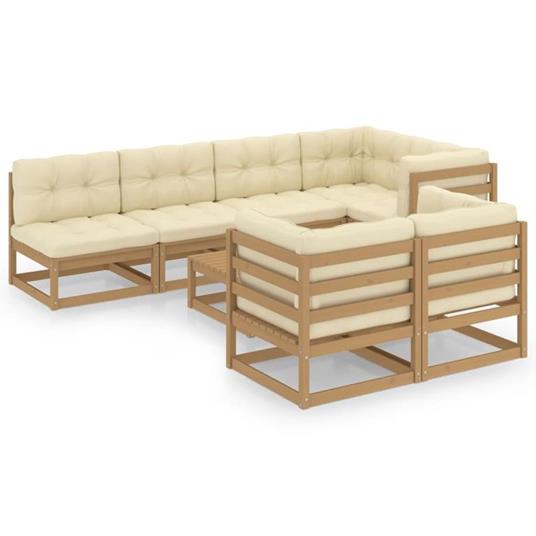 vidaXL Set Divani da Giardino 8 pz con Cuscini Legno Massello di Pino