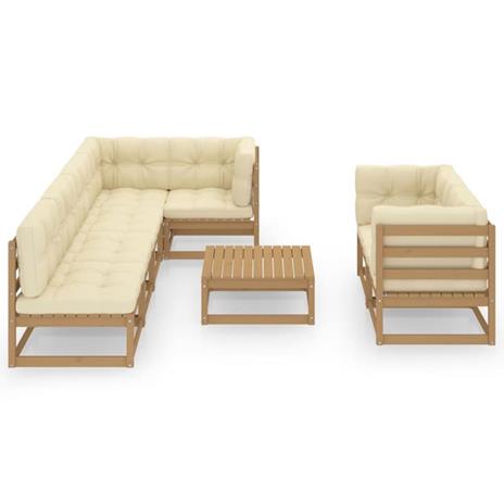 vidaXL Set Divani da Giardino 8 pz con Cuscini Legno Massello di Pino - 5