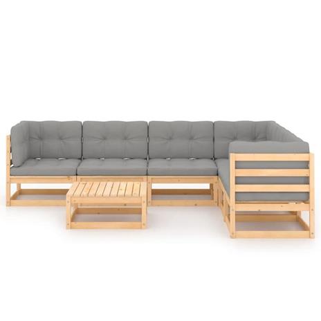 vidaXL Set Divani da Giardino 7 pz con Cuscini Legno Massello di Pino - 5