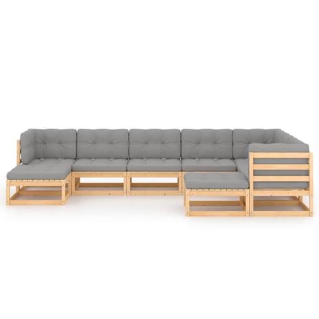 vidaXL Set Divani da Giardino 9 pz con Cuscini Legno Massello di Pino - 5