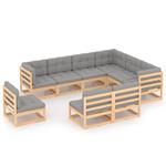 vidaXL Set Divani da Giardino 9 pz con Cuscini Legno Massello di Pino