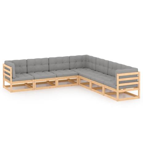 vidaXL Set Divani da Giardino 7 pz con Cuscini Legno Massello di Pino