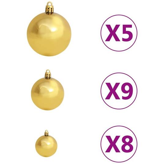 vidaXL Set Albero Natale Artificiale a Metà LED e Palline Verde 210cm - 2