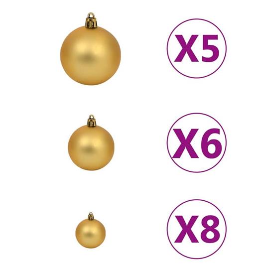 vidaXL Set Albero Natale Artificiale a Metà LED e Palline Verde 210cm - 3