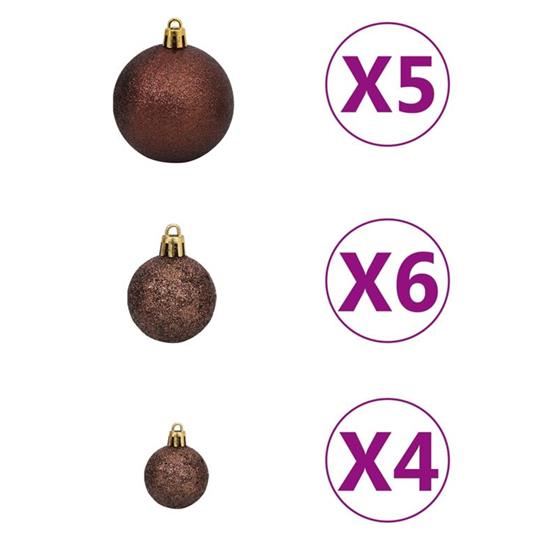 vidaXL Set Albero Natale Artificiale a Metà LED e Palline Verde 210cm - 4