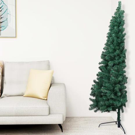 vidaXL Set Albero Natale Artificiale a Metà LED e Palline Verde 210cm - 5