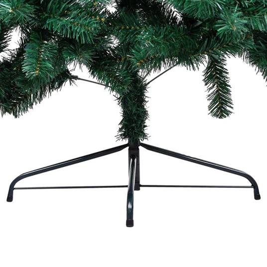 vidaXL Set Albero Natale Artificiale a Metà LED e Palline Verde 210cm - 8