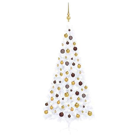 vidaXL Set Albero Natale Artificiale a Metà LED Palline Bianco 240cm