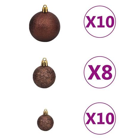 vidaXL Set Albero Natale Artificiale con LED e Palline L 240 cm Verde - 8