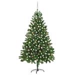 vidaXL Set Albero di Natale Artificiale con LED e Palline Verde 210 cm