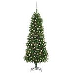 vidaXL Set Albero Natale Artificiale con LED e Palline 240 cm Verde