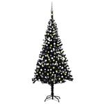 vidaXL Set Albero Natale Artificiale con LED e Palline Nero 240 cm PVC