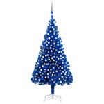 vidaXL Set Albero Natale Artificiale con LED e Palline Blu 240 cm PVC