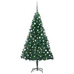 vidaXL Set Albero Natale Artificiale con LED e Palline Verde 120cm PVC