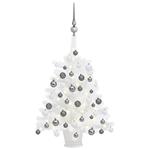 vidaXL Set Albero Natale Artificiale con LED e Palline Bianco 65 cm