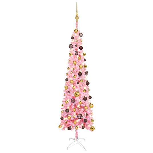 vidaXL Set Albero Natale Slim con LED e Palline Rosa 180 cm PVC - vidaXL -  Idee regalo | IBS