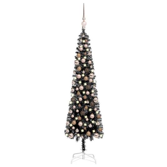 vidaXL Set Albero di Natale Sottile con Luci LED e Palline Nero 120cm -  vidaXL - Idee regalo | IBS