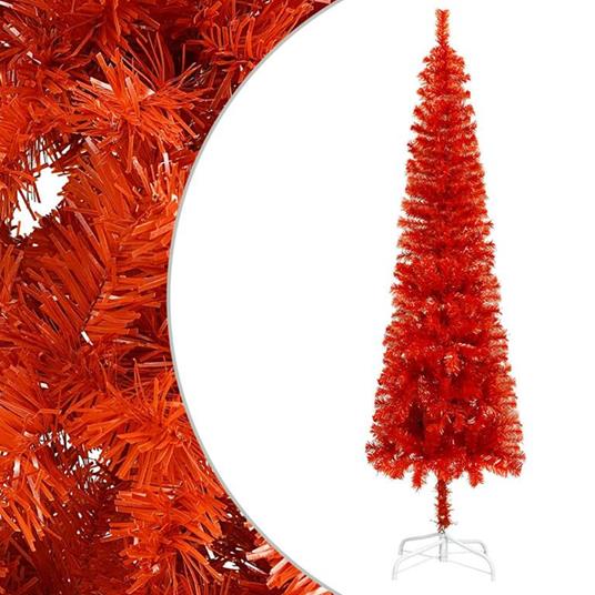 vidaXL Set Albero di Natale Sottile con Luci LED e Palline Rosso 210cm -  vidaXL - Idee regalo | IBS