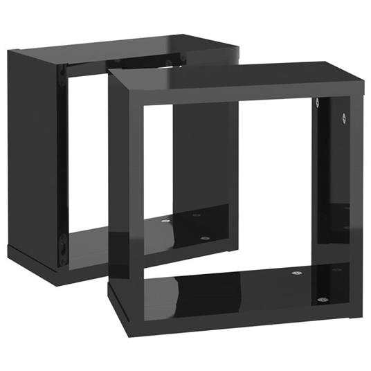 vidaXL Mensole Parete a Cubo 2 pz Nero Lucido 30x15x30 cm