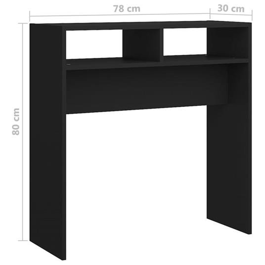 vidaXL Tavolino Consolle Nero 78x30x80 cm in Legno Multistrato - 4