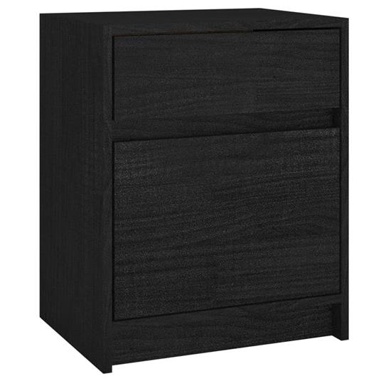 vidaXL Comodino Nero 40x31x50 cm in Legno Massello di Pino