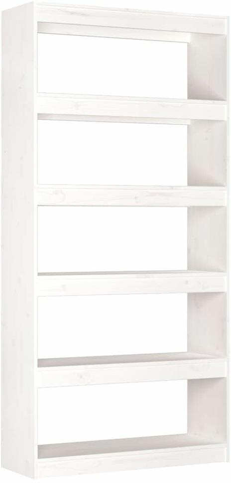 vidaXL Libreria/Divisorio Bianco 80x30x167,4 cm Legno Massello di Pino - 2