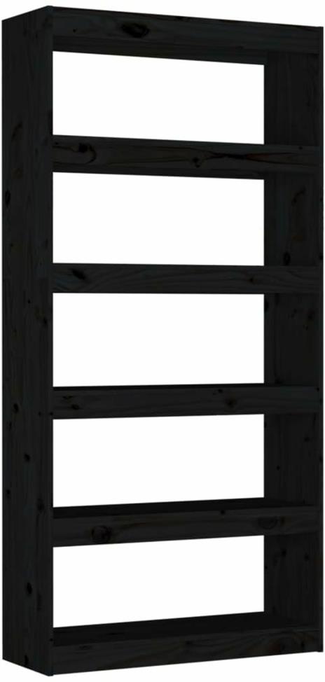 vidaXL Libreria/Divisorio Nero 80x30x167,4 cm Legno Massello di Pino - 2