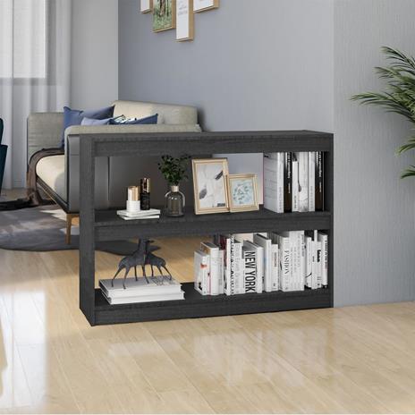 vidaXL Libreria/Divisorio Grigio 100x30x71,5 cm in Legno Massello di Pino - 2