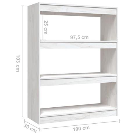 vidaXL Libreria/Divisorio Bianco 100x30x103 cm in Massello di Pino - 6