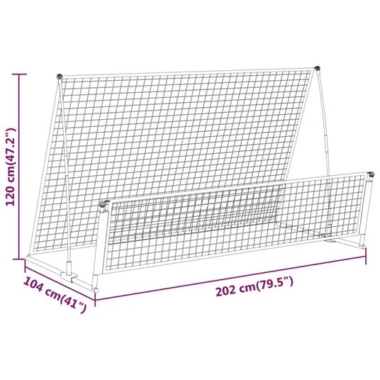 vidaXL Porta da Calcio a Rimbalzo 2 in 1 202x104x120 cm in Acciaio - 6