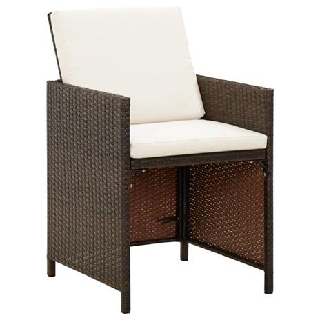 vidaXL Sedie da Giardino 4 pz con Cuscini in Polyrattan Marrone - 2