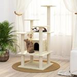 vidaXL Albero per Gatti con Pali Tiragraffi in Sisal Crema 110 cm