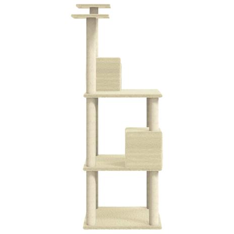 vidaXL Albero per Gatti con Tiragraffi in Sisal Crema 141 cm - 5