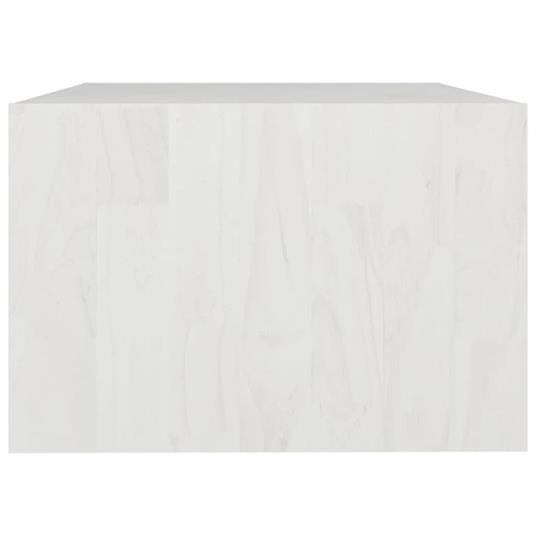 Tavolino da Salotto Bianco 75x50x33,5 cm Legno Massello di Pino